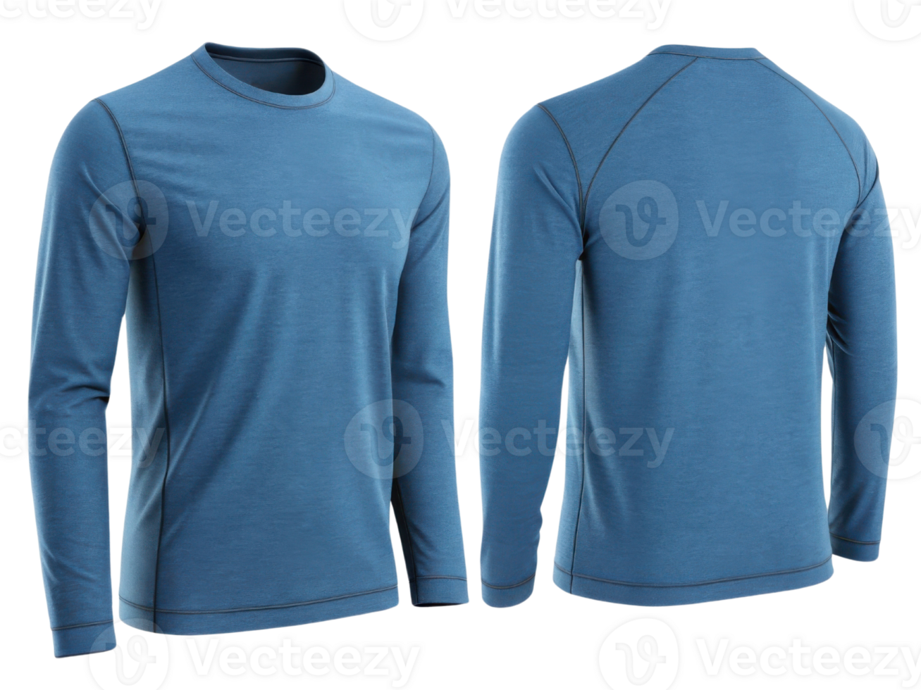 stylish long sleeve tshirt template in vibrant blue color perfect for casual wear or active lifestyles png