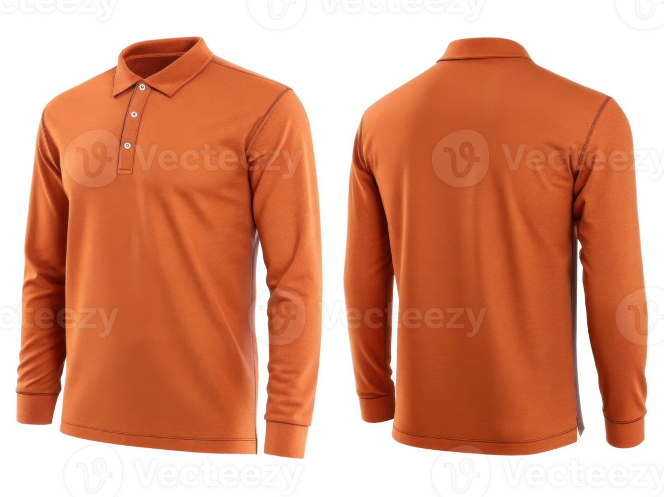 Stylish polo shirt template in vibrant orange color perfect for casual or semi formal occasions. Ideal for layering and versatile wear png