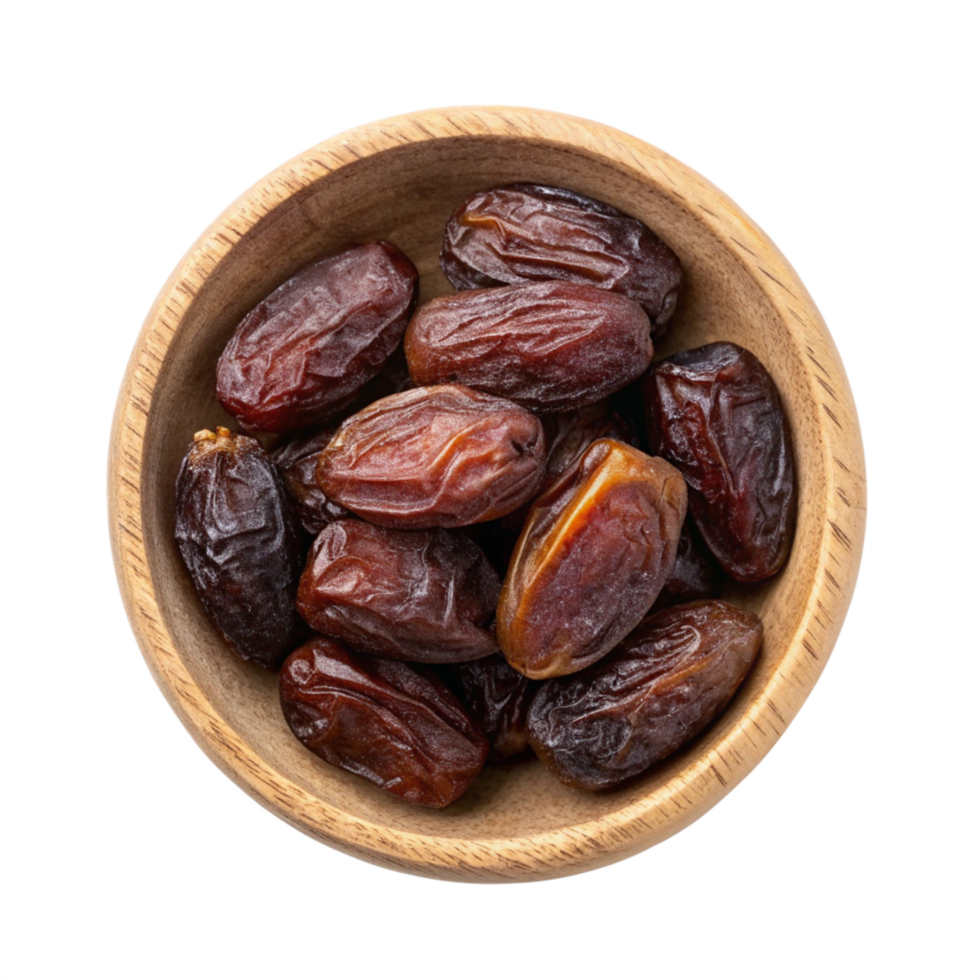 Dates in a bowl isolated on a transparent background. png