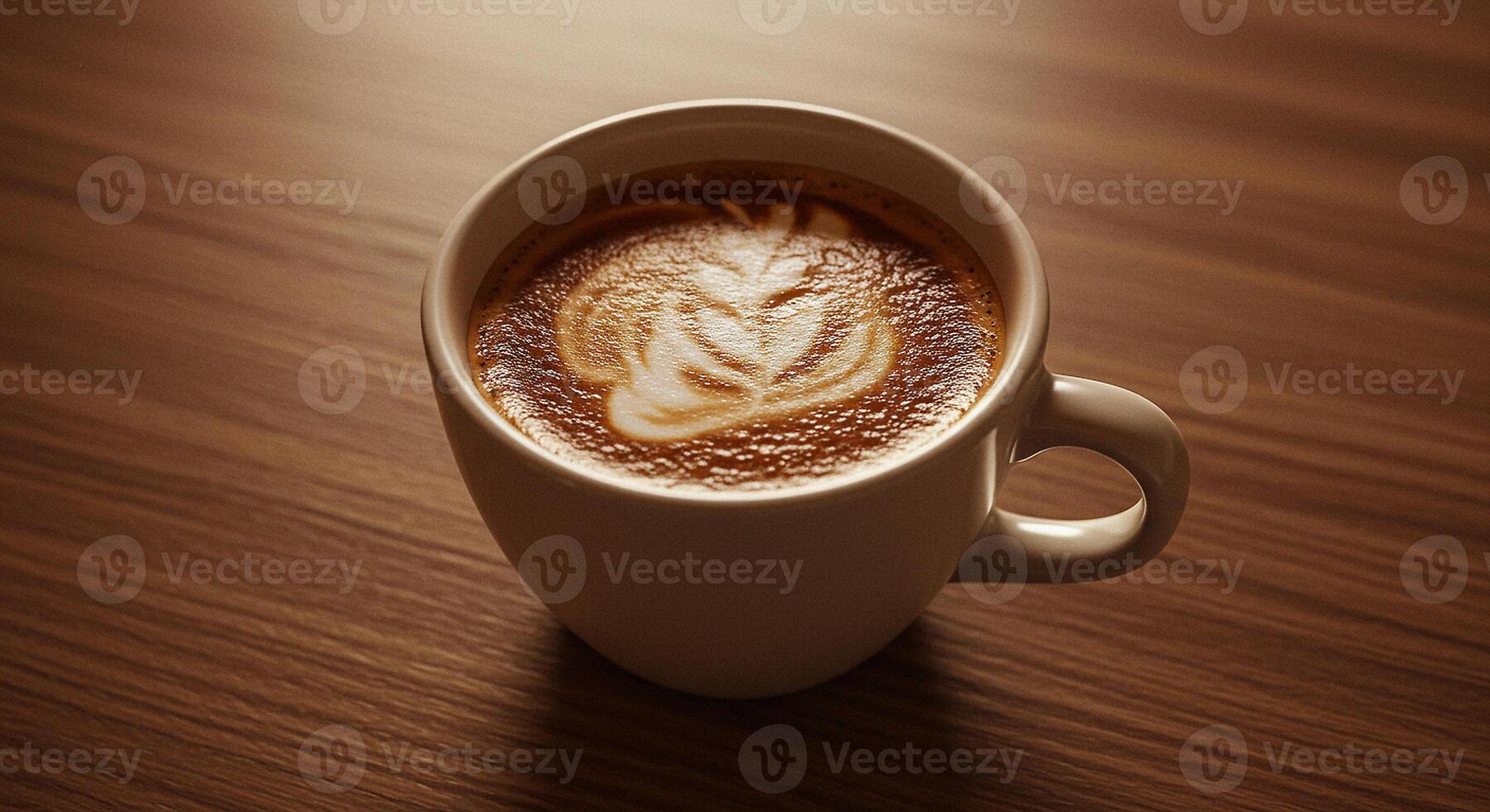 A cup of coffee with a latte art on top photo