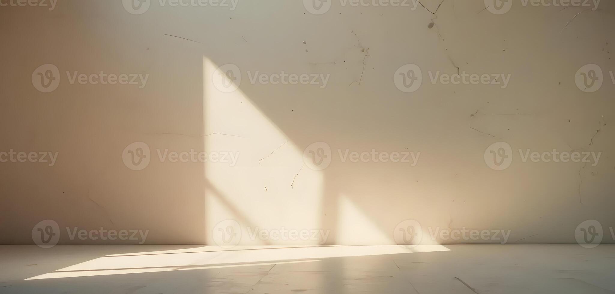 Empty Studio Room with Sunlight Effect Shadows on the Floor and Wall, Minimal Backdrop Design For Cosmetic Beauty and Fashion Showrooms photo