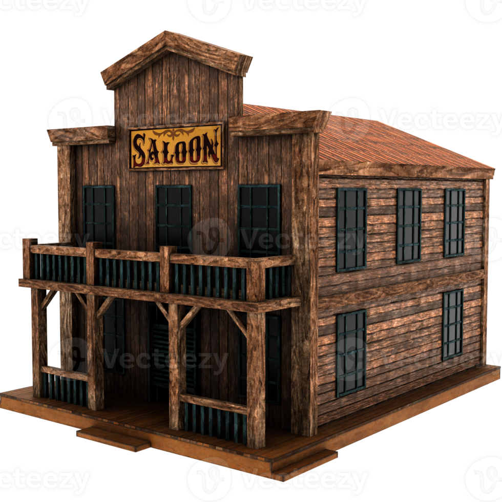 Render old west saloon with transparent background png