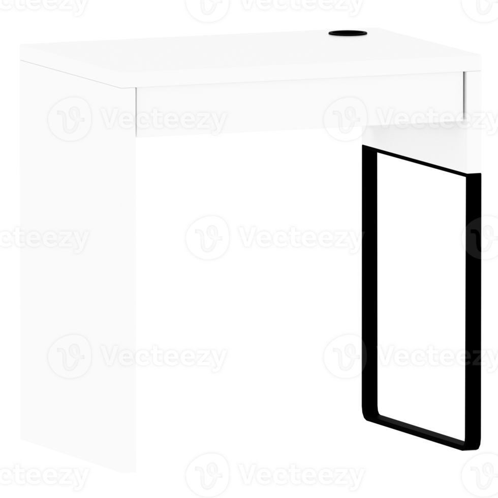 3d render white desk with transparent background png