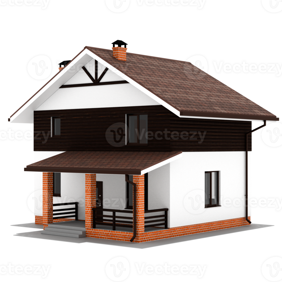 Render modern suburban house with transparent background png