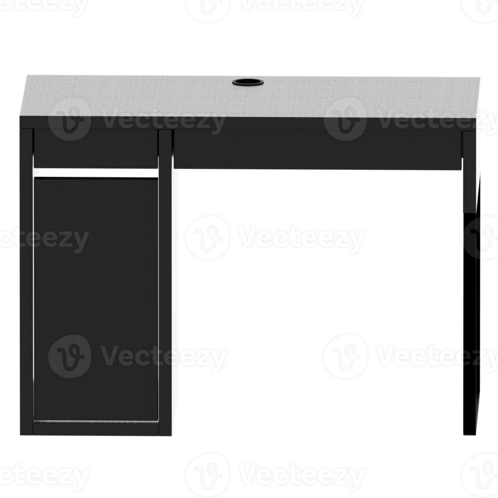 Render black desk with transparent background png