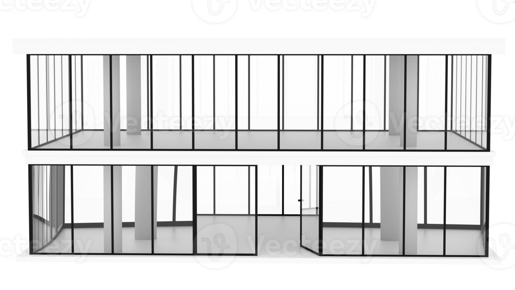 Render modern glass building with transparent background png