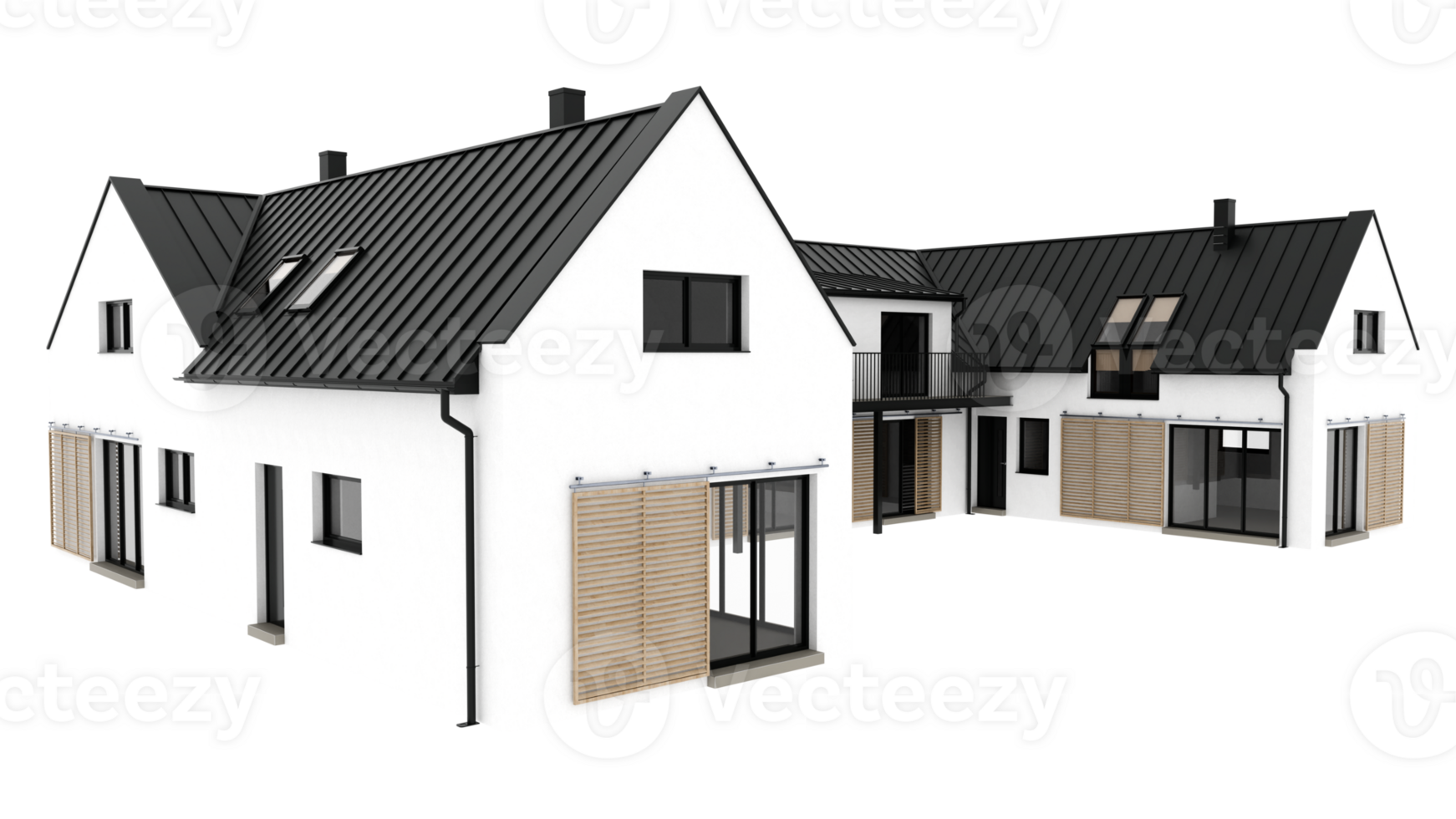 3d render modern house with transparent background- png