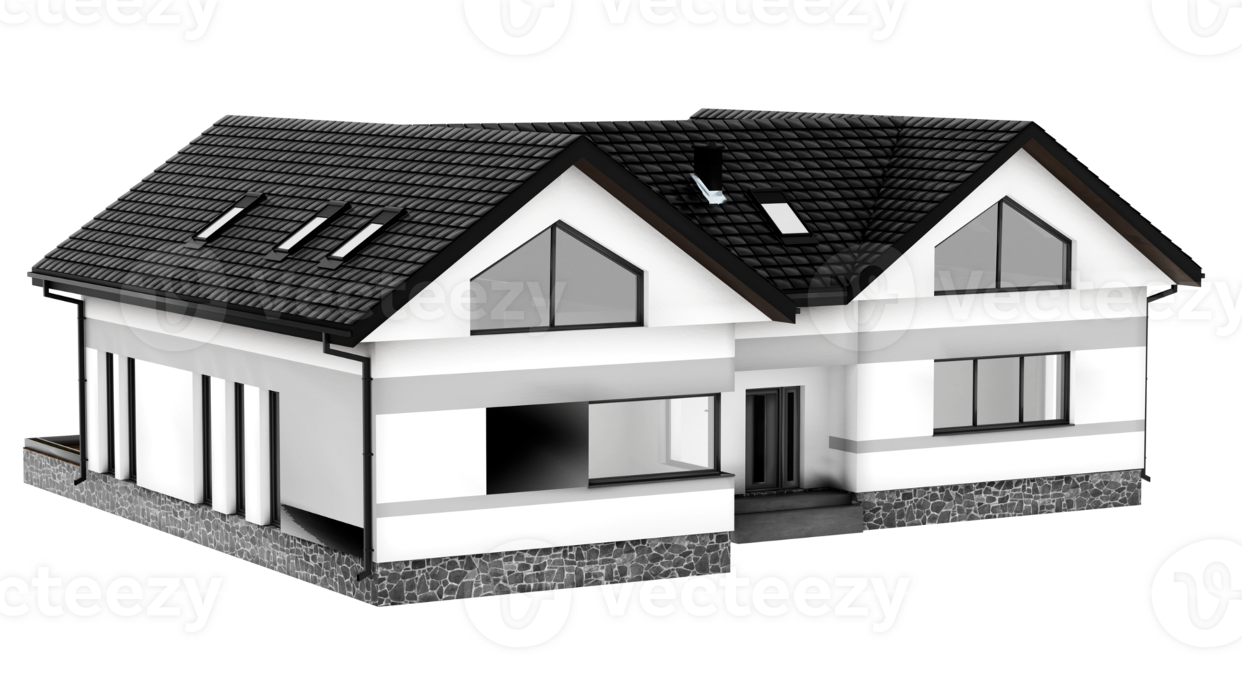 modern house 3d render with transparent background png