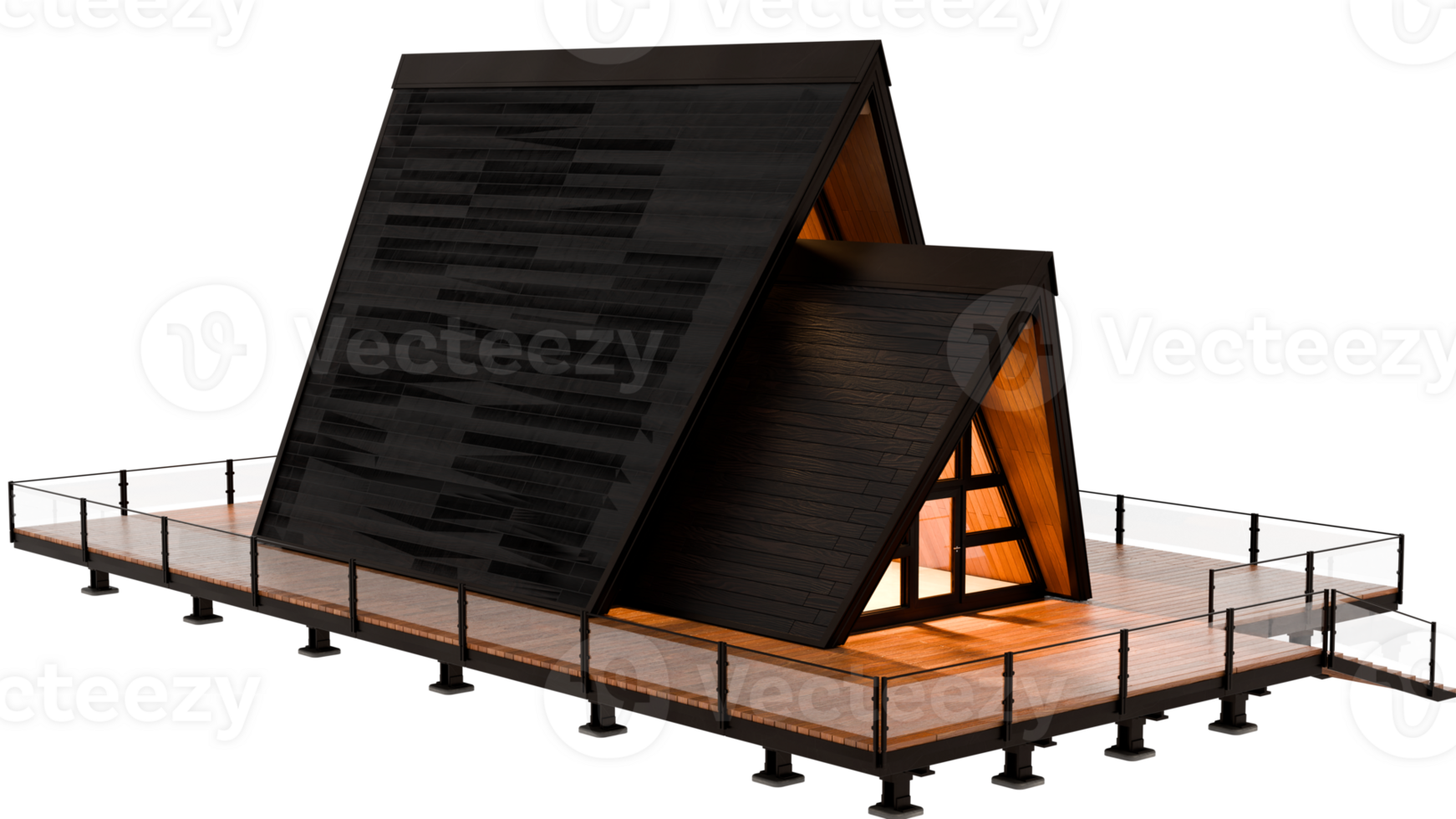 Render modern a-frame house with transparent background png