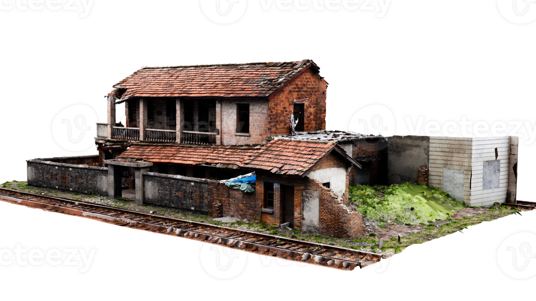 Render abandoned house with transparent background png