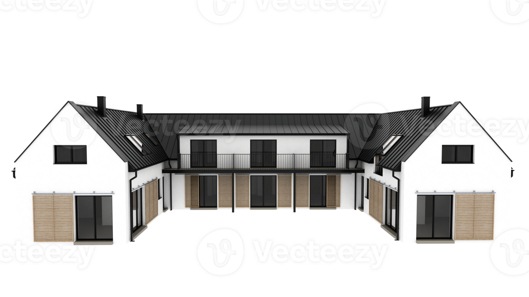 Render modern big house with transparent transparent png