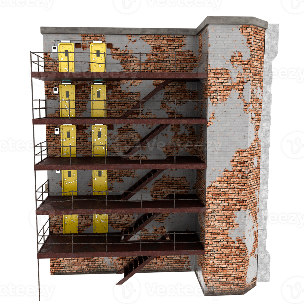 3d render cyberpunk building with transparent background png