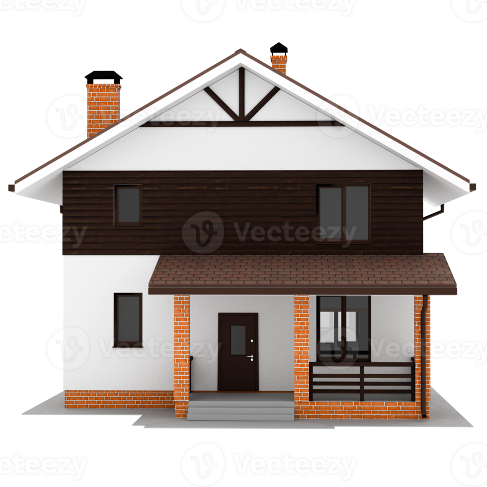 3d render modern suburban house with transparent background png