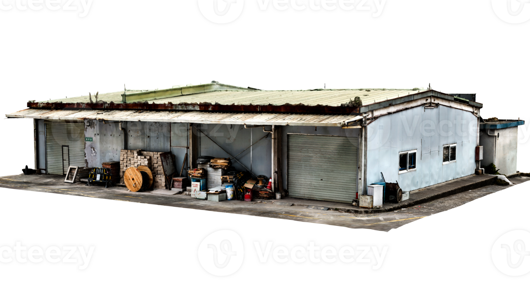 Render industrial warehouse with transparent background png