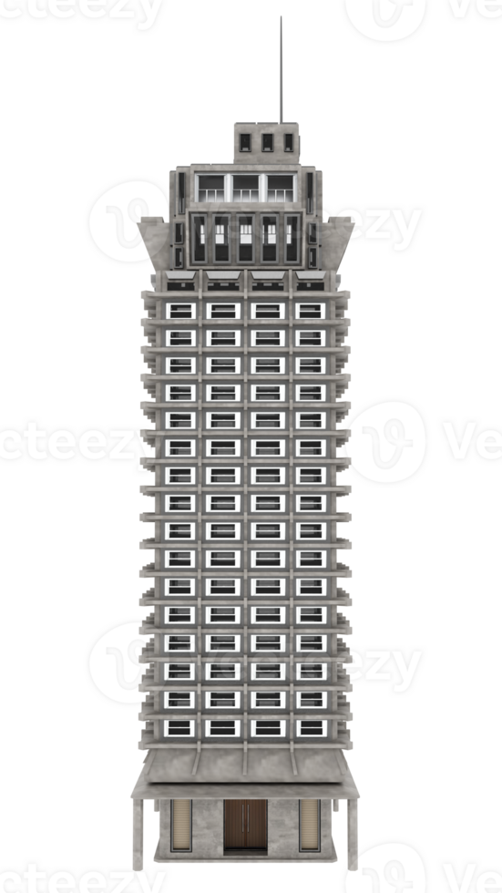 Render brutalist skyscraper with transparent background png
