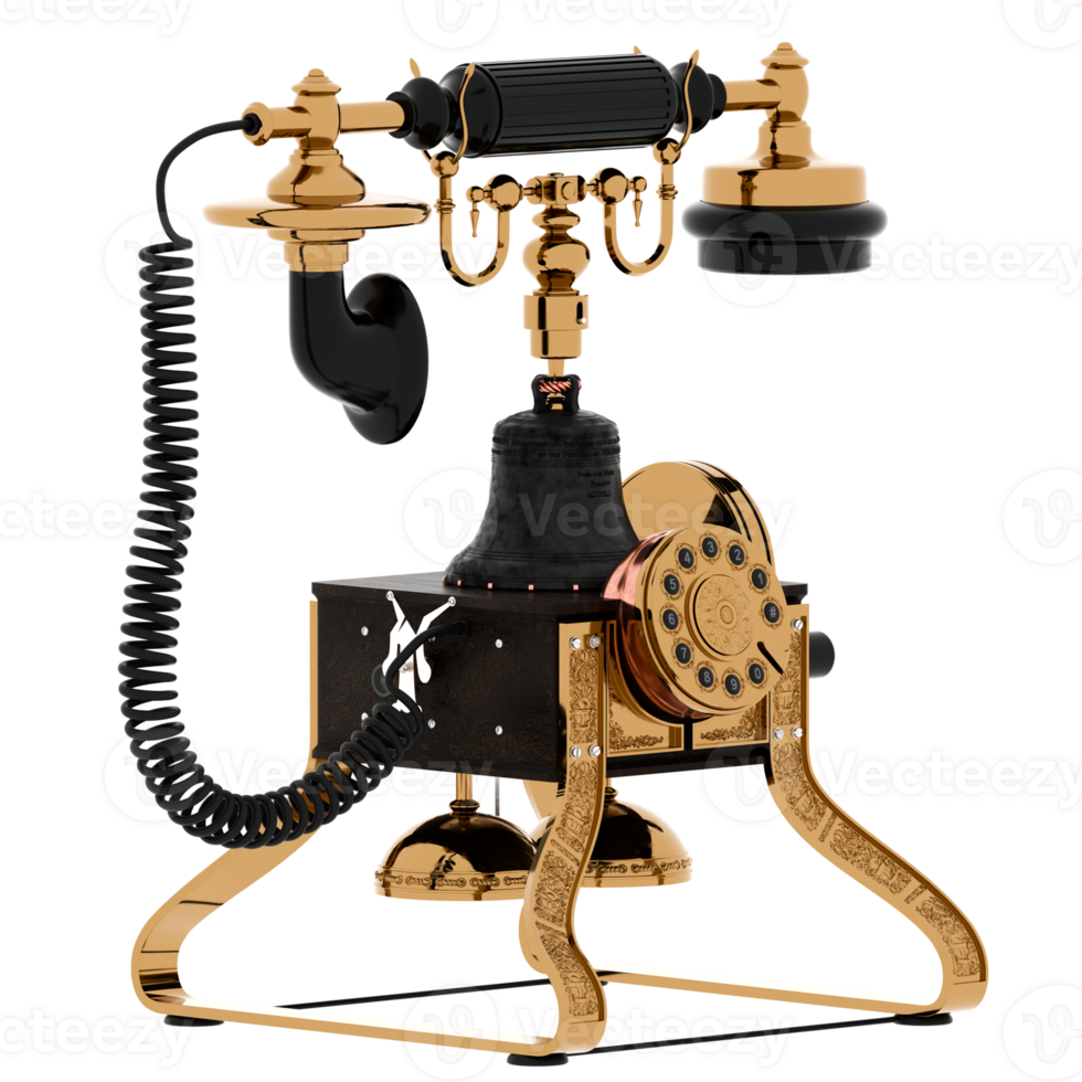 3d render antique rotary telephone with transparent background png