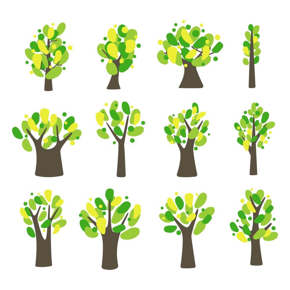 Collection of trees set. tree set isolated on white background vector