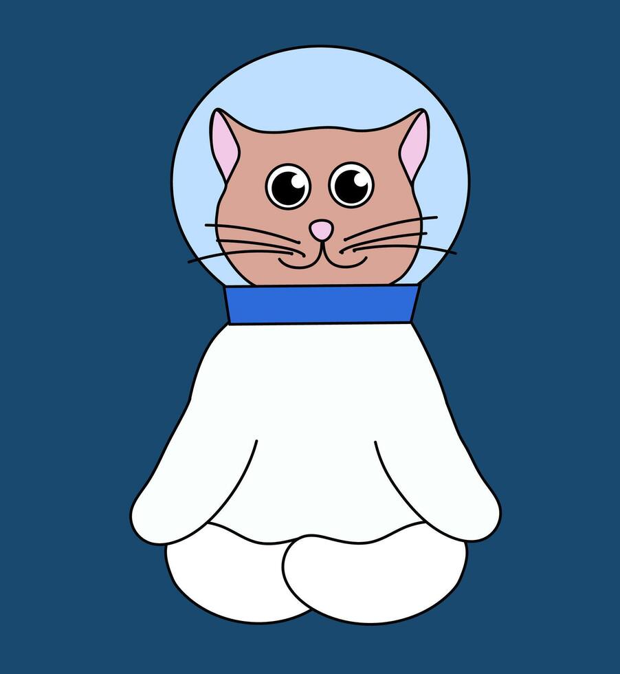 Cute yoga cat astronaut. Flat Illustration. vector