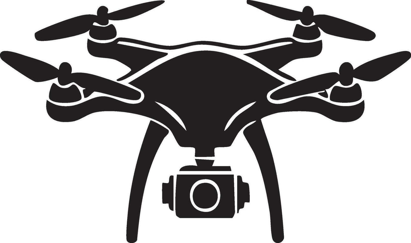Flying Drone Black Silhouette vector