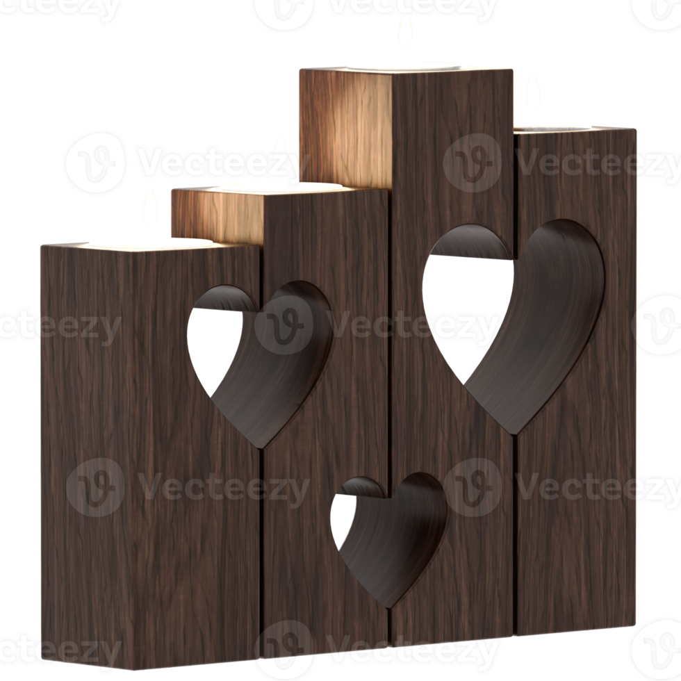 3d render wooden candle holder with transparent background png