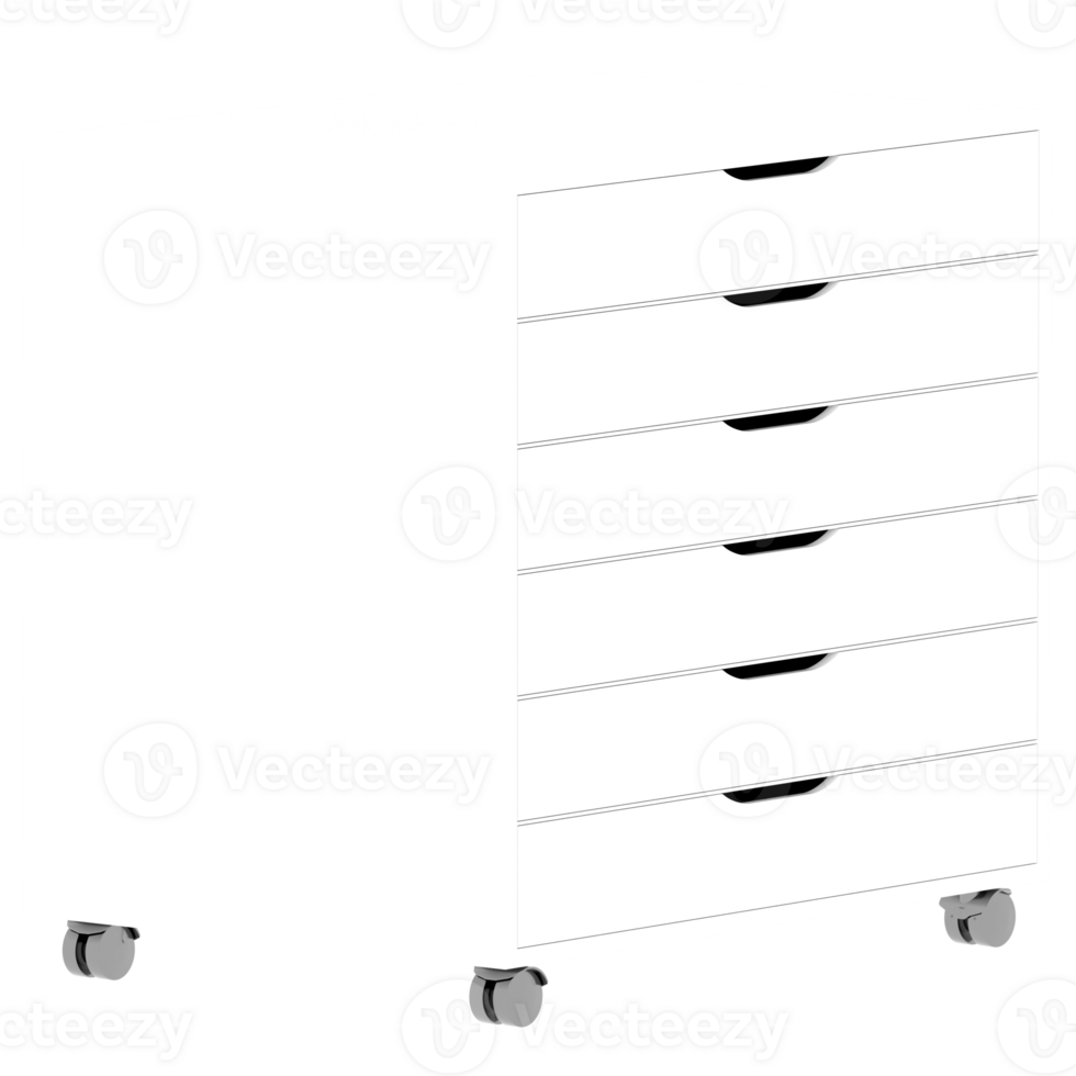 Render white drawer with transparent background png