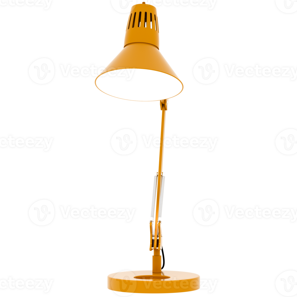 Render yellow adjustable desk lamp with transparent background png