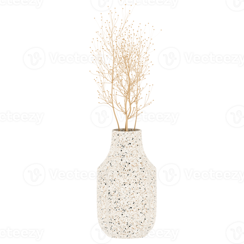 3d render minimalist vase with transparent background png