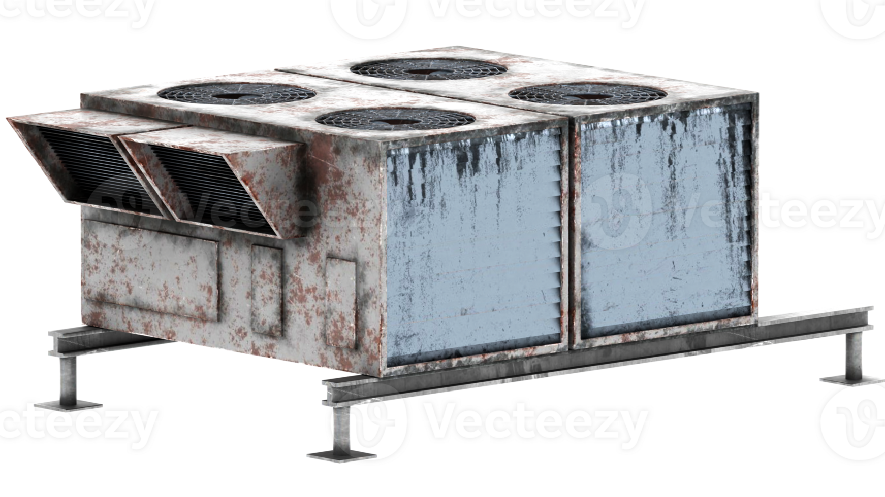3d render industrial air conditioning unit with transparent background png