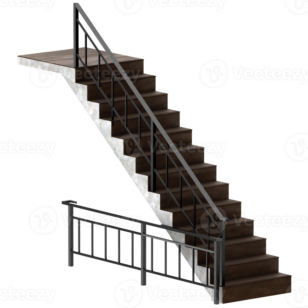 3d render staircase with transparent background png