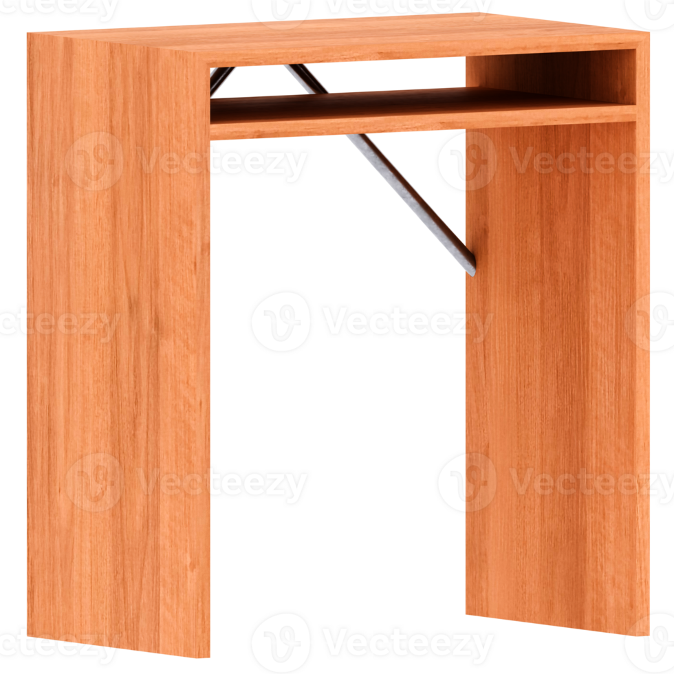 3d render wooden desk with transparent background png
