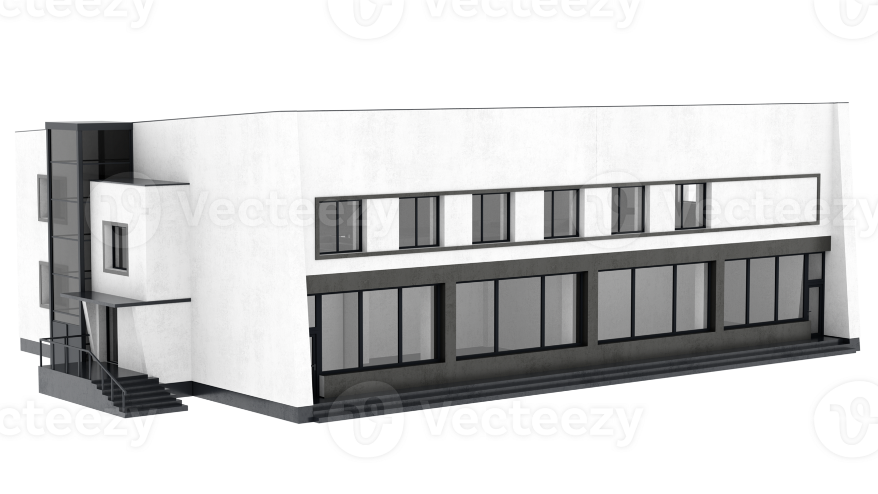 Render modern minimalist building with transparent background png