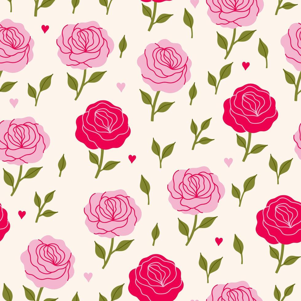Simple seamless pattern with pink roses. graphics. vector