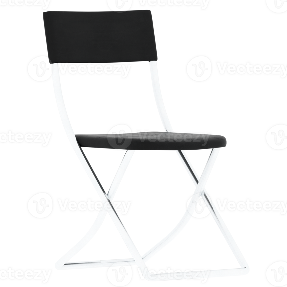 Render black folding chair with transparent background png