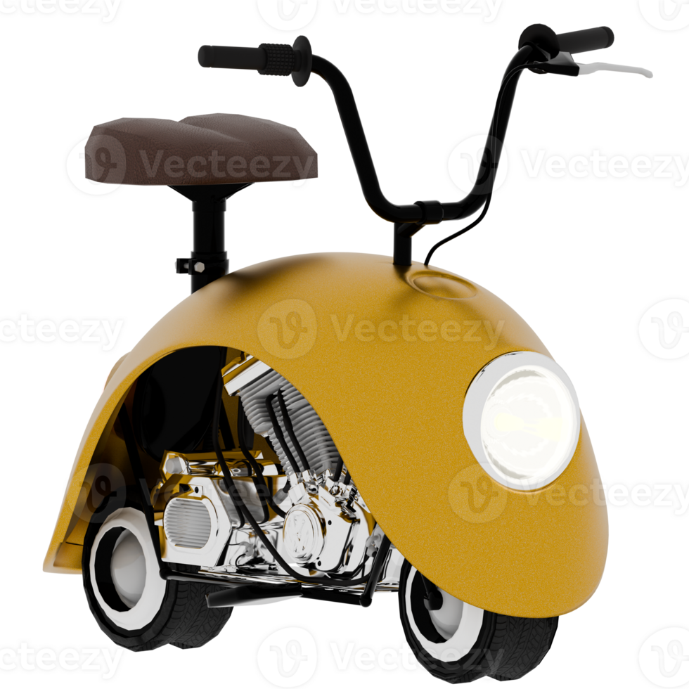 3d render yelliow scooter with transparent background png