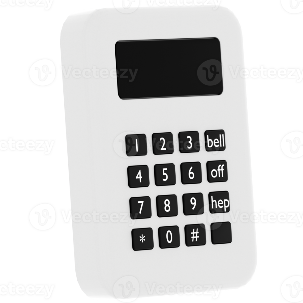 3d render keypad device with transparent background png