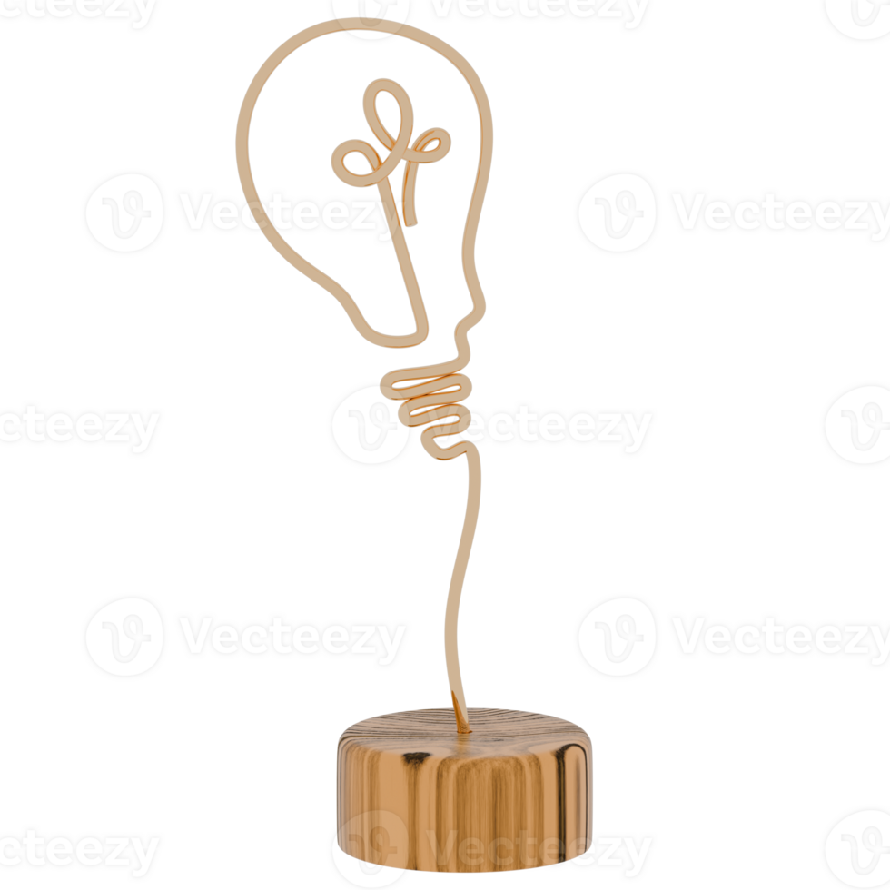 3d render light bulb trophy with transparent background png
