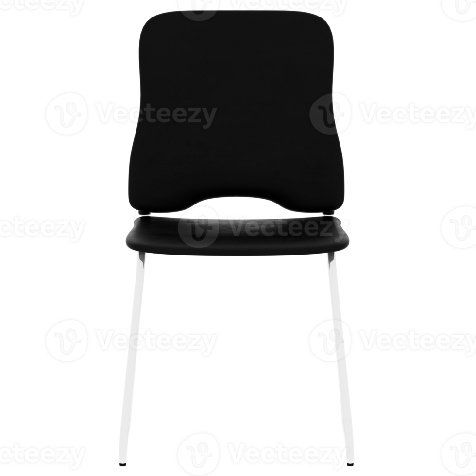 Render black metal chair with transparent background png