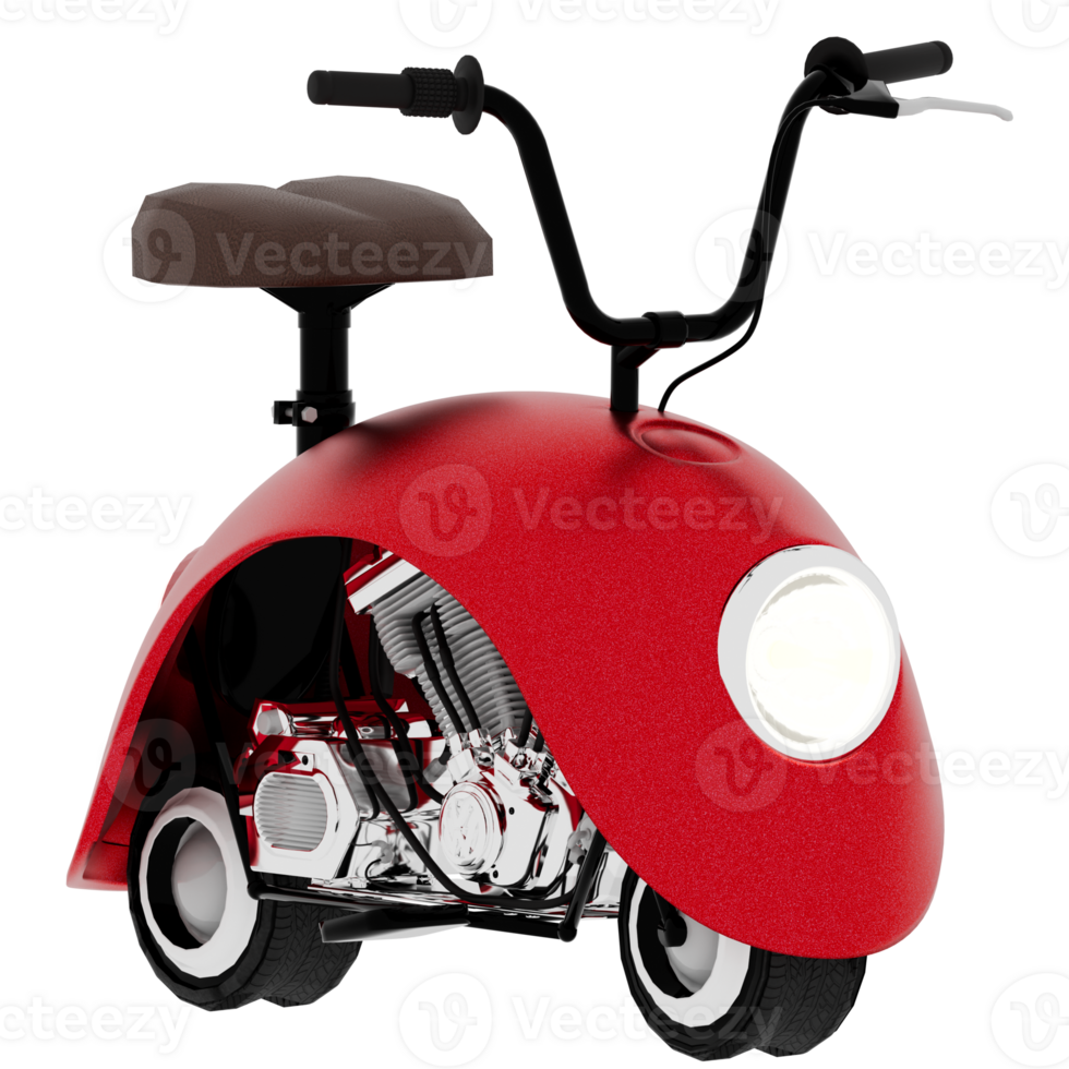 3d render red scooter with transparent wallpaper png