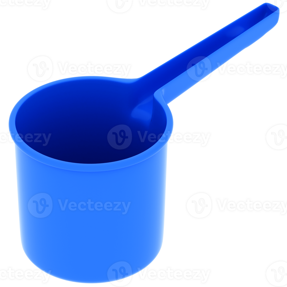 Render blue measuring cup with transparent background png