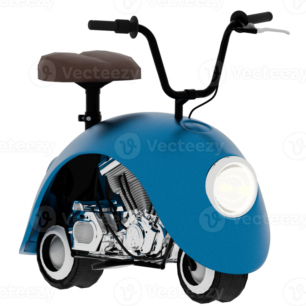 3d render blue scooter with transparent wallpaper png