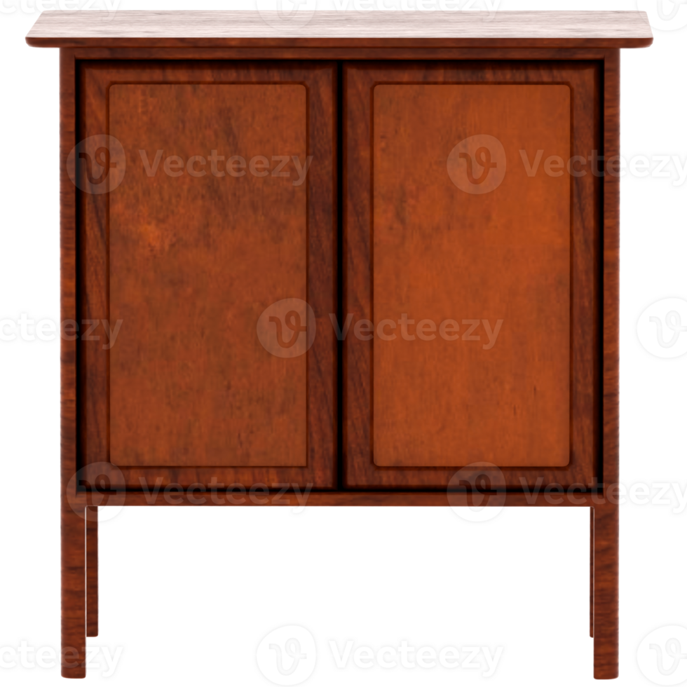3d render wooden cabinet house with transparent background png