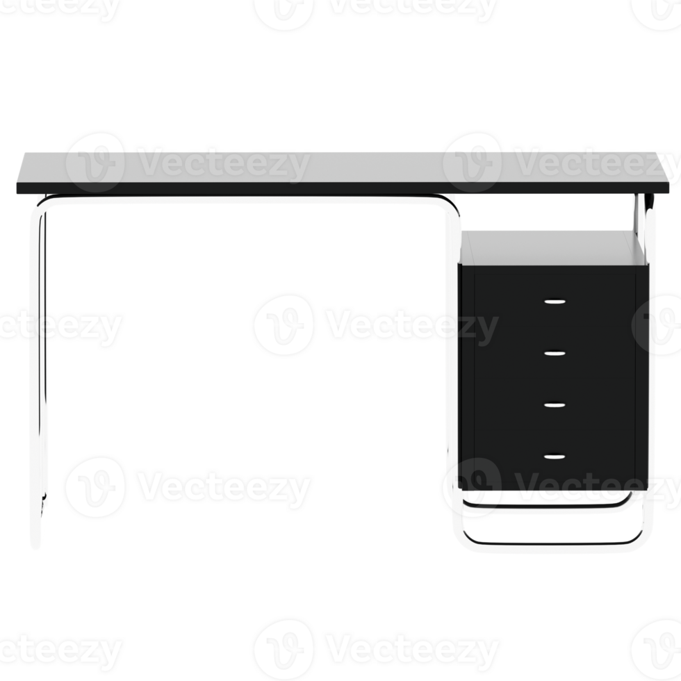 Render modern office desk with transparent background png