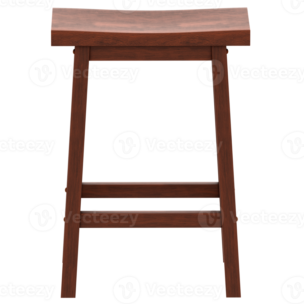 Render wooden stool with transparent wallpaper png