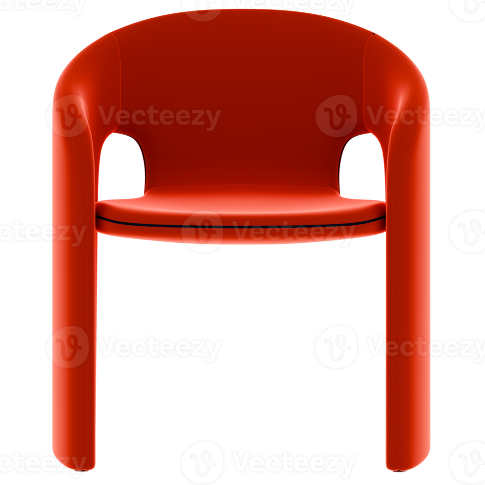 Render modern orange chair with transparent background png