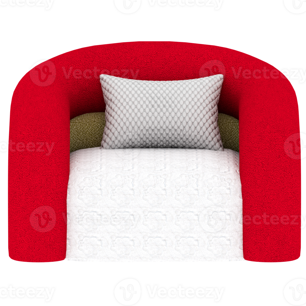 3d render red chair with transparent background png