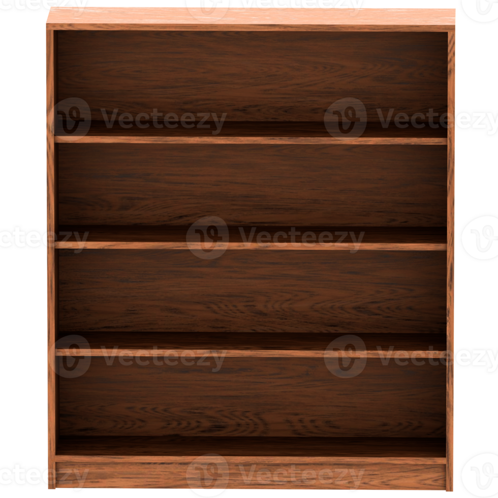3d render bookshelf with transparent background png