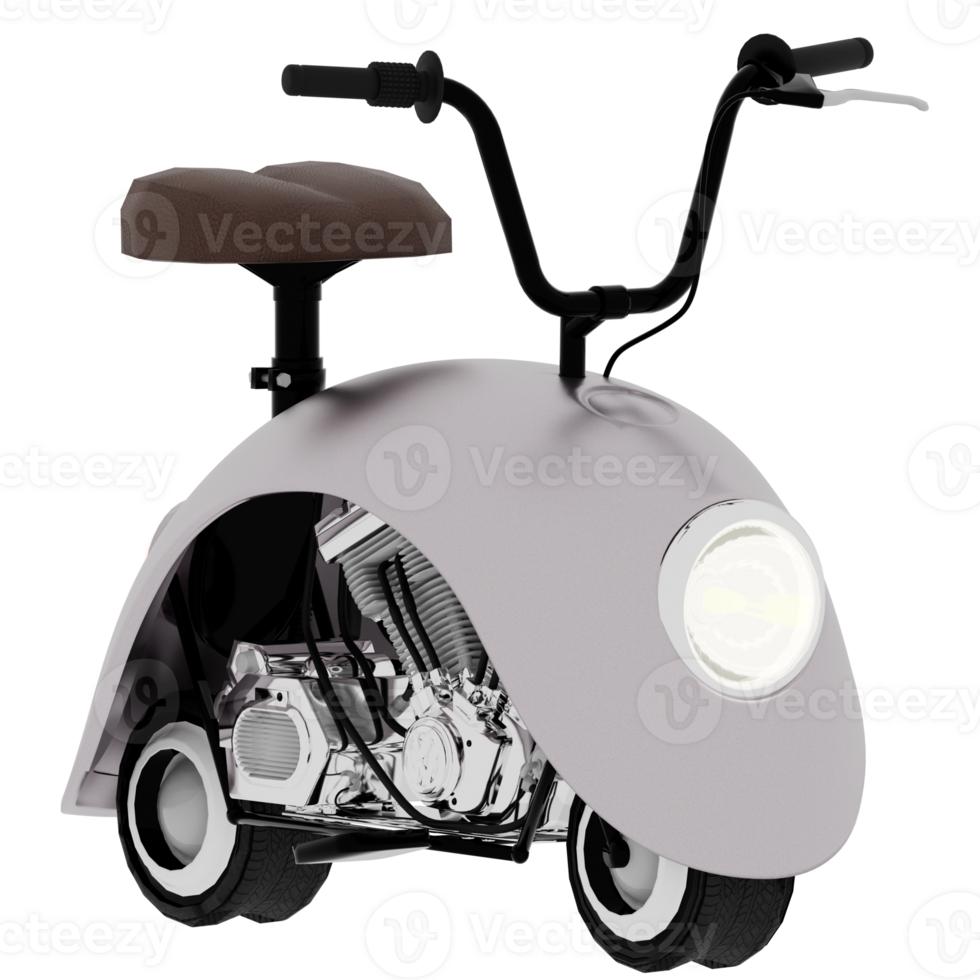 3d render silver scooter with transparent background png