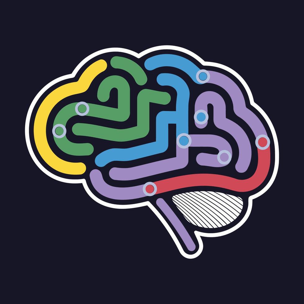 Colorful Abstract Brain Maze Neural Pathways Illustration vector