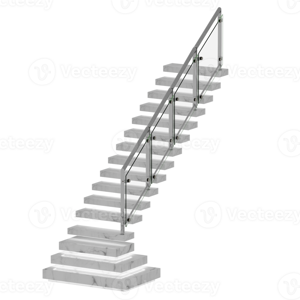 3d render floating stairs with transparent background png