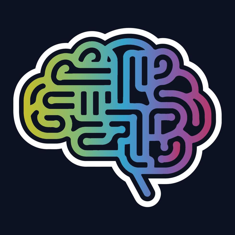 Modern Gradient Brain Maze AI and Neural Network Concept vector